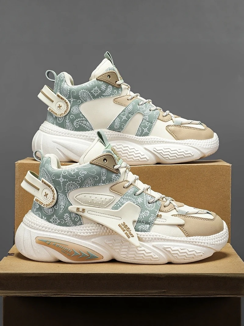 

Men's High-Top Basketball Sports Shoes 2026 Winter Versatile Youth Running Casual Thick Bottom Dad Trendy Shoes PU Material