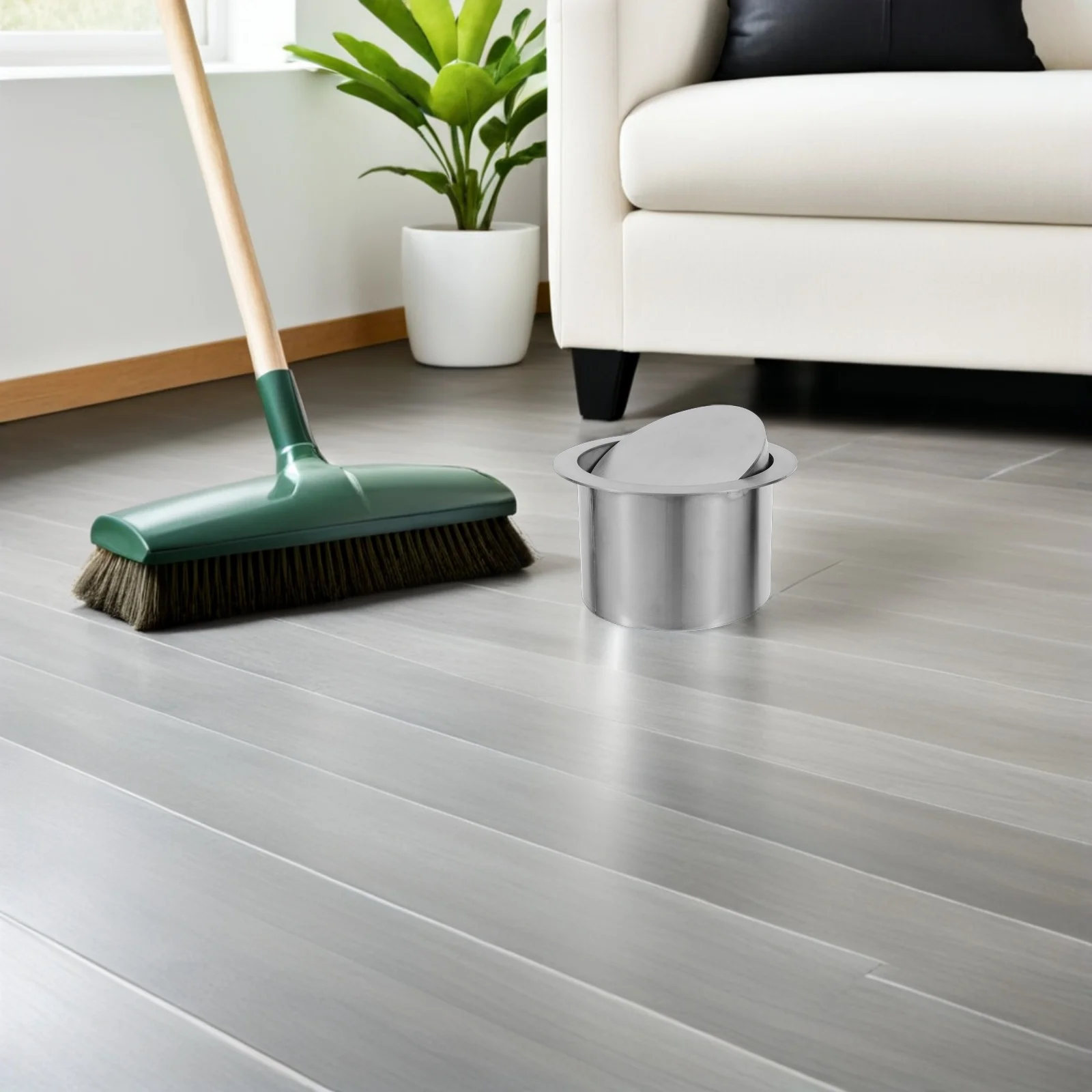 

1pcs Round Trash Can Lid 140Mm Stainless Steel Embedded Swing Flap Cover For Countertop Bathroom Kitchen Built-In Bin Waste