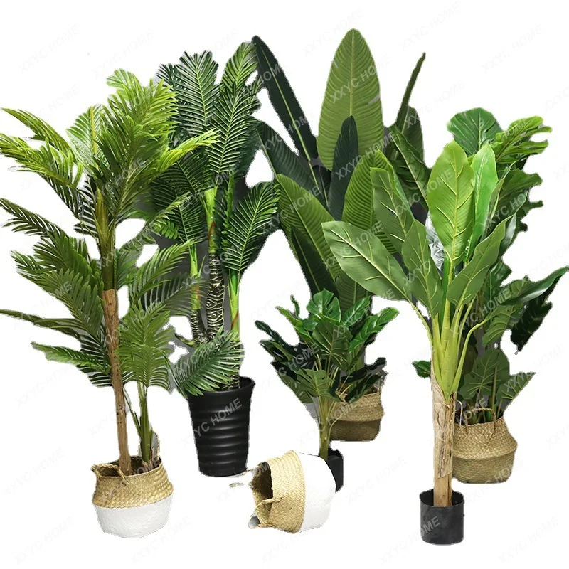 

Imitative Tree Simulation Plant Potted Indoor Decoration Ravenala Bird of Paradise Fake Green Plant Bonsai