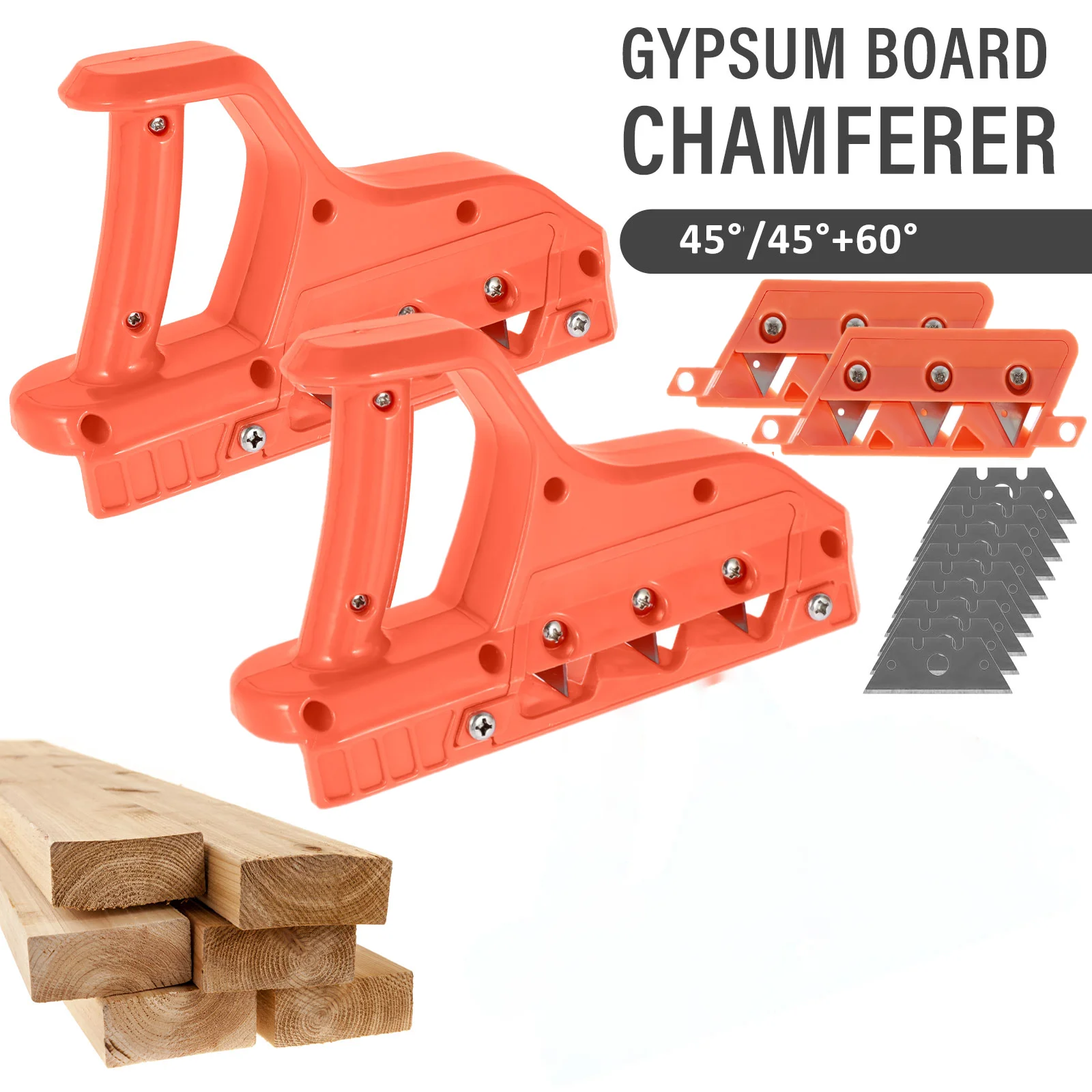 Plasterboard Quick Cutter with 10Blade Precise 45° 60° Gypsum Board Chamferer Drywall Edge Chamfer Woodworking Trimmer Hand Tool