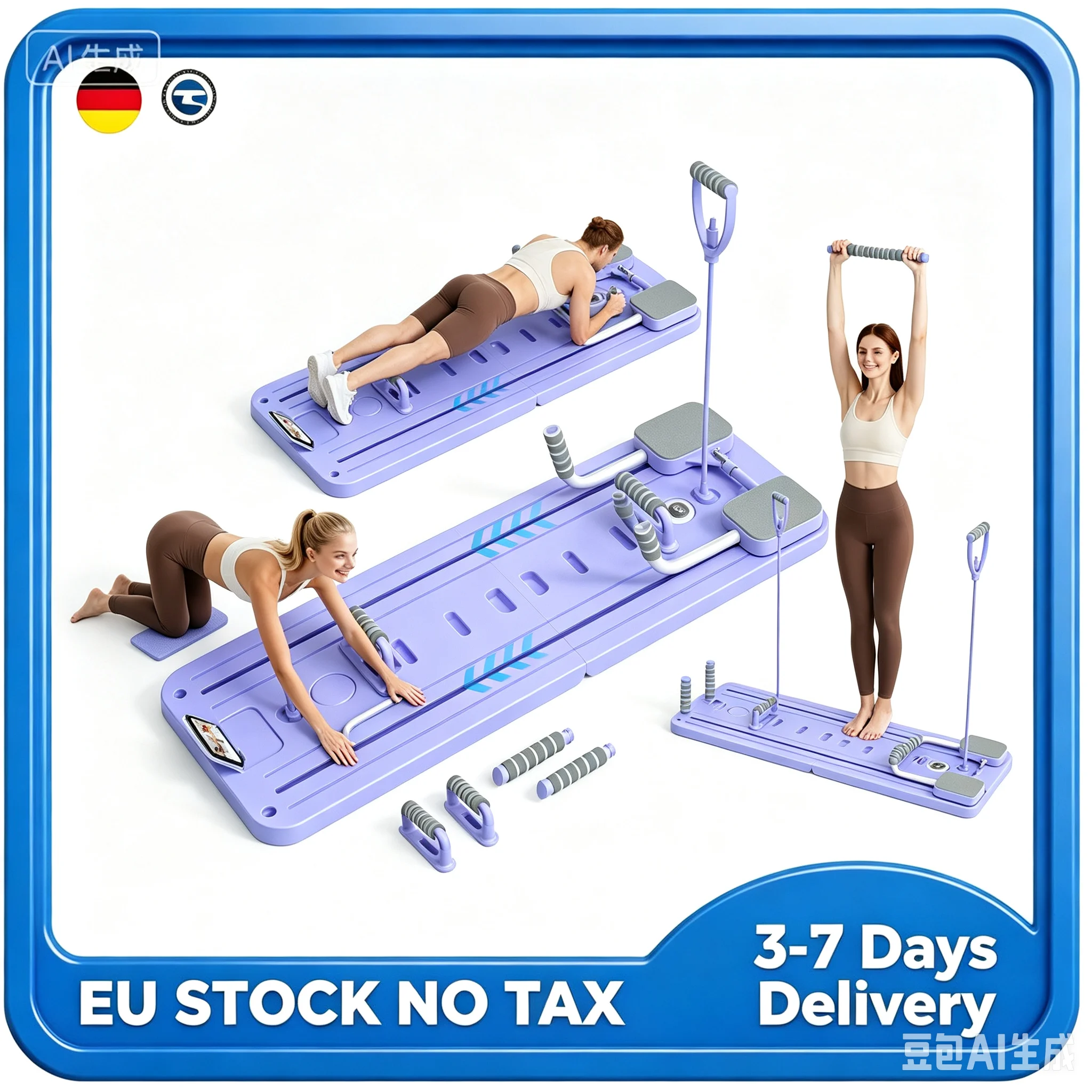 Image of Faltbares Pilates-Ganzkörper-Fitnessbrett, Multifunktionales Bauchbrett, Trainingsgerät mit Automatischer Rückfederung