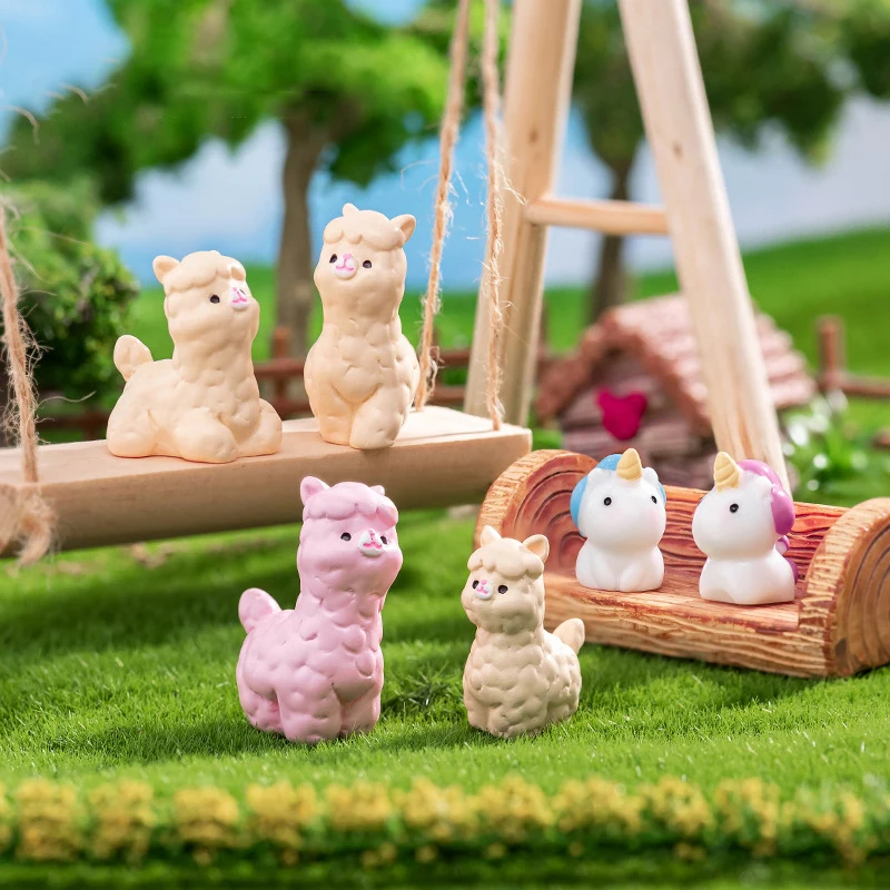 Creative Cute Cartoon Alpaca Figurines, Handicrafts, Miniature Accessories, Mini Items, DIY Home Decorations, Accessories, Gifts