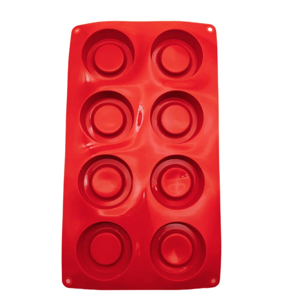 

Hot Selling 8 Hole Round Concave Convex Shape Silicone Cake Mold Jelly Pudding Mold French Mousse Dessert Dim Sum Baking Tools