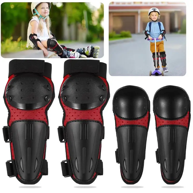 

4Pcs Knee Elbow Pads Dirt Bike Knee And Shin Guards For Little Ones Adjustable Motorcycle Protective Gear Set Protective Armor