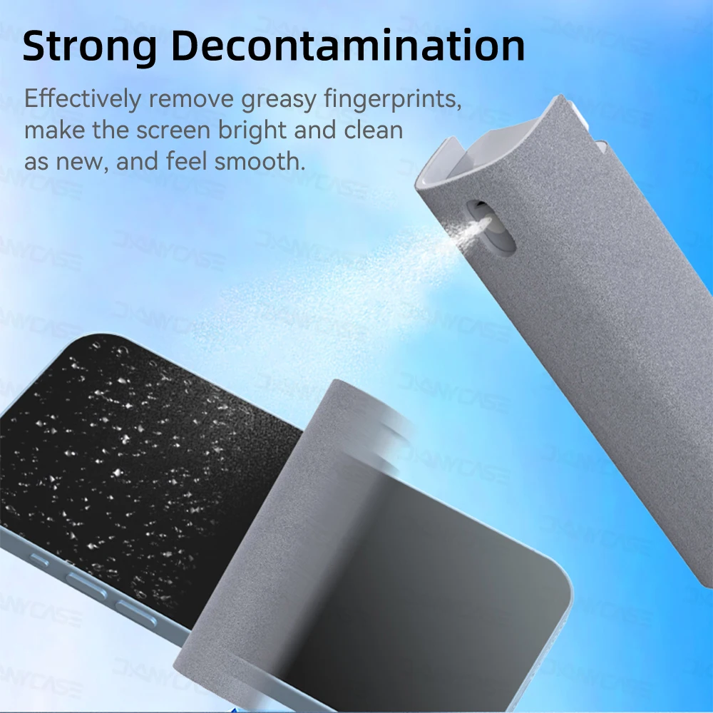 2 In 1 iPad Screen Cleaner Spray Phone Screen Computer Screen Dust Removal Microfiber Cloth Set Without Cleaning Liquid 10 Color