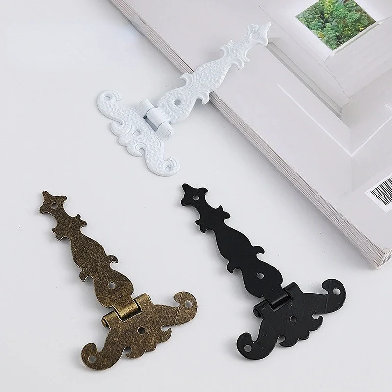 1PCS Vintage Alloy Flower Shaped Vertical Hinge for Home Decoration Hardware European Style Box Connection Lotus Leaf Printed