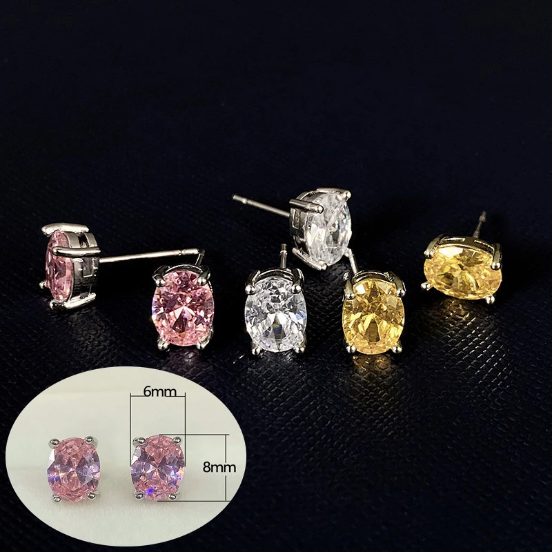 

Apaison High Carbon Diamond Stud Earrings For Women Fashion 925 Sterling Silver Earrings Party Jewelry Ladies Gifts