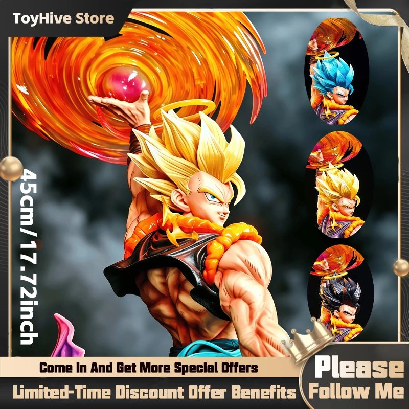 

Статуэтка JT Dragon Ball Gogeta с тремя сменными головами, аниме-фигурка, модель для декора рабочего стола, коллекционный подарок для коллекционеров