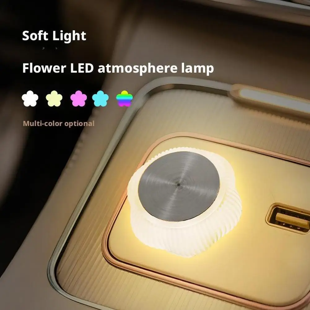 새로운 자동차 USB 분위기 조명 인테리어 LED 자동차 분위기 무선 조명 장식 다채로운 밤 자동차 조명 X0R4