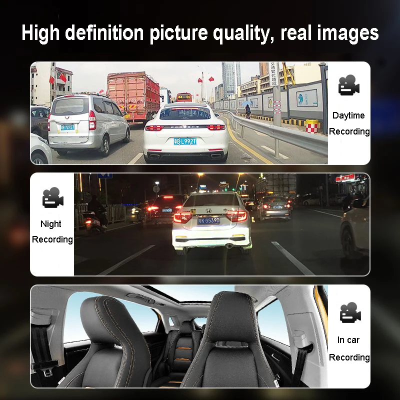 3 Channel Dash Cam 4K Ultra HD Three-Record Driving Recorder 3lens Hidden Tachograph 3 Camera Reversing Image Night Vision WIFI