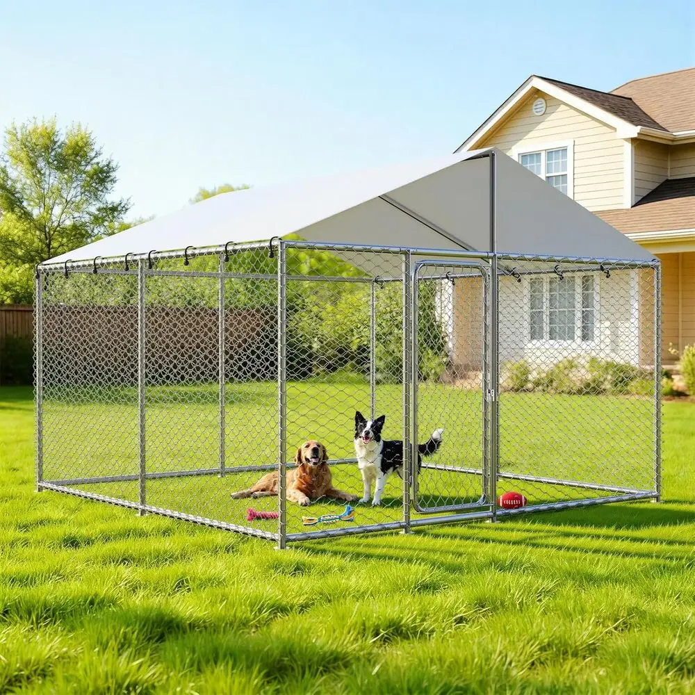 

Large 10x10 Outdoor Dog Kennel - Heavy-Duty, Waterproof, with Mesh and Lock