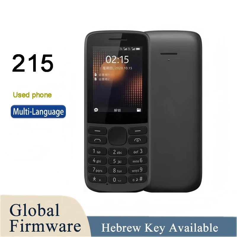 Finland made Unlocked  215 4G Dual SIM Feature Phone 2.4'' 1150mAh Long Standby FM Radio Bluetooth 5.0 Multilingual used Phone