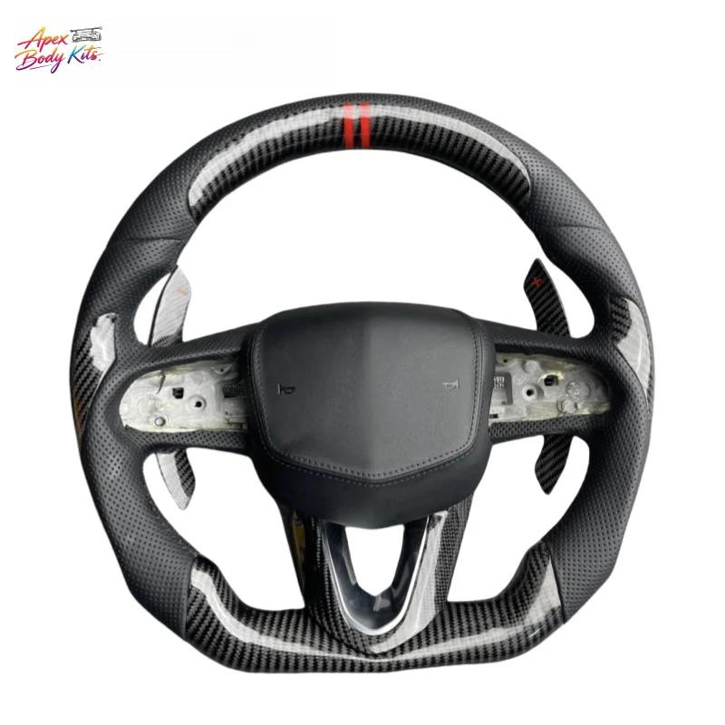 For Cadillac CT4 CT5 XT4 Racing Sport Flat Bottomed Carbon Fiber for Leather Steering Wheel Upgrade Customized Modification