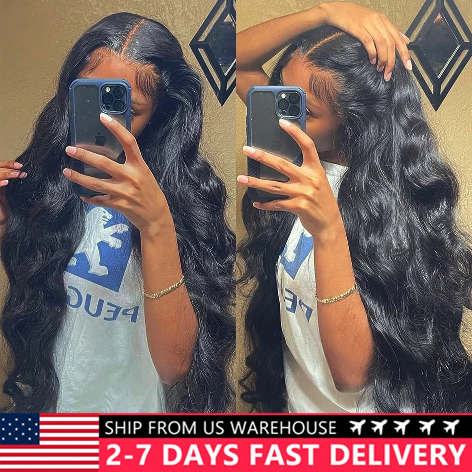 30inch 13x4 Body Wave Lace Front Wig Human Hair PrePlucked Brazilian Human Hair Lace Frontal Wigs For Women 4x6 Glueles Lace Wig