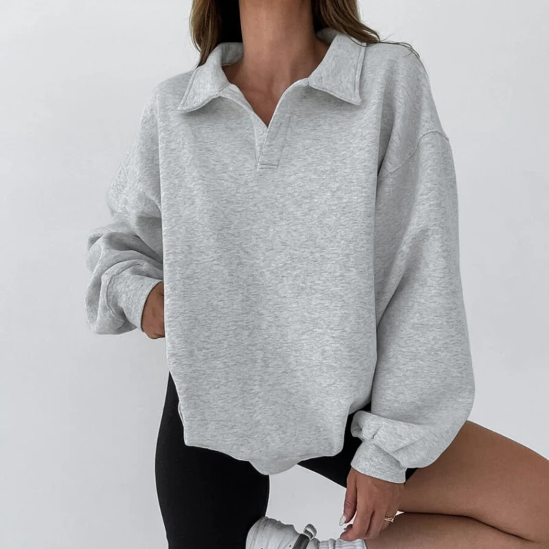 Women's Long Sleeve Neck Knitwear Simple Pocket Design Fashionable Casual Style Women's Pullover Top Anime Hoodie Hoodies Women