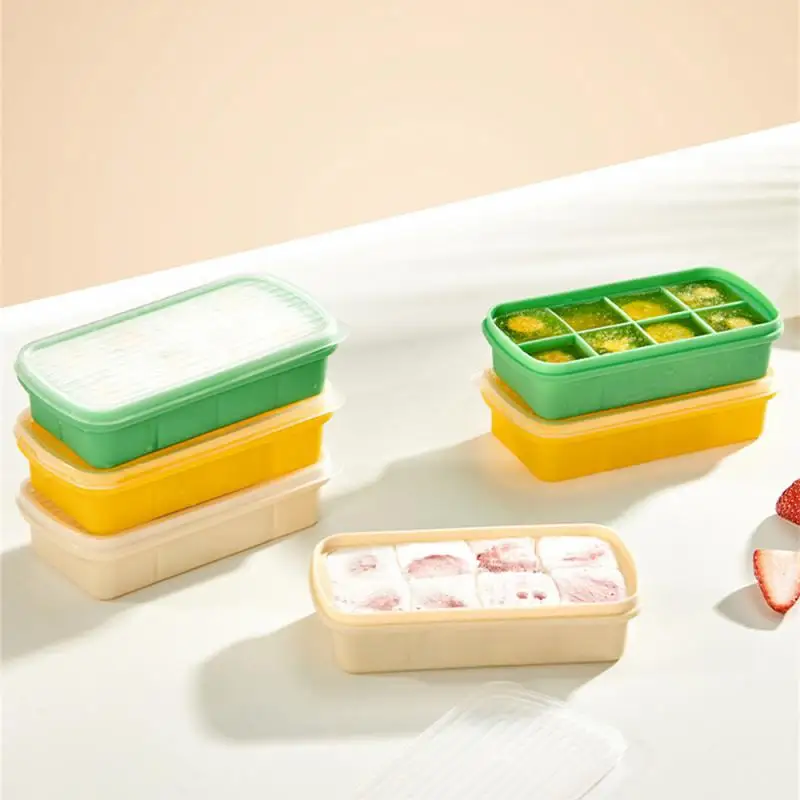 New Silicone Square Ice Mold Ice Cube Trays Lid Mold Storage Box Creative Tool Ice Cube Maker Cool Drinks Kitchen Bar