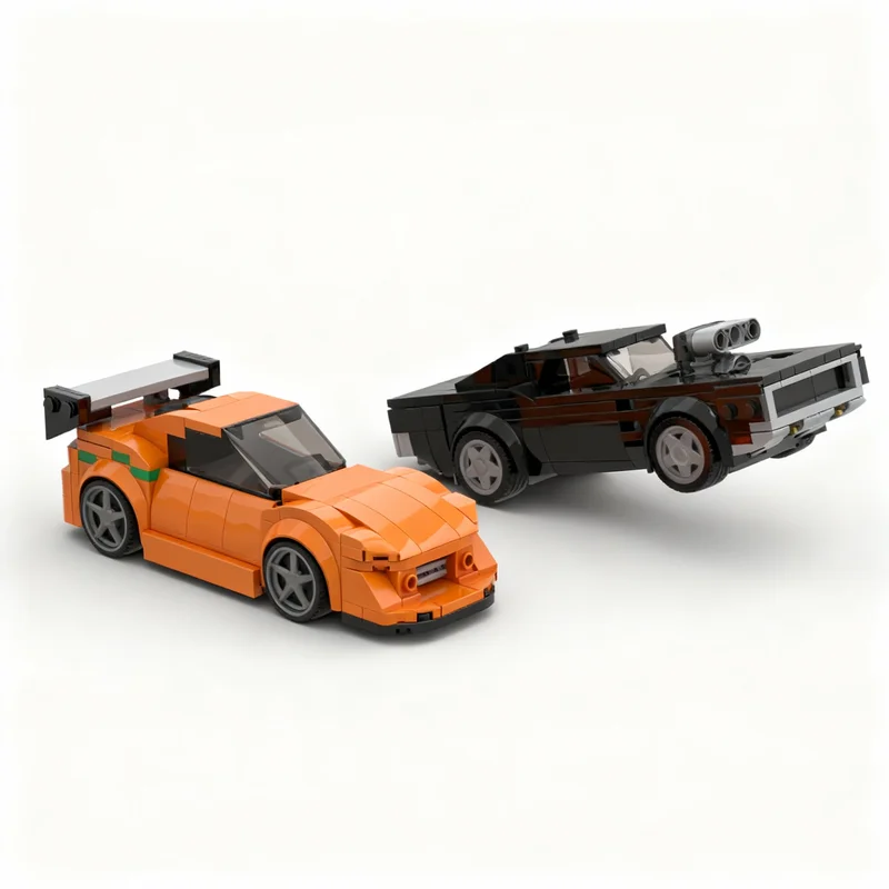 

380pcs MOC Fast Furious Supra Charger Twin Pack City Champions Model Building Blocks Architecture Toys Christmas Gifts Education