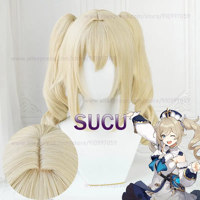 

Barbara Cosplay Wig Game Genshin Impact 40cm Blond Anime Wigs Heat Resistant Synthetic Halloween Party COS Hair