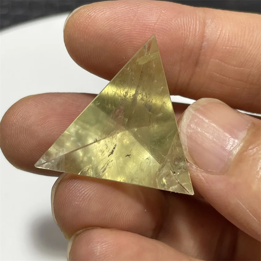 New Arrival !  Natural citrine Crystal Tetrahedron Pyramid 4 Faces 6 Edges Handmade Pyramid Reiki Healing