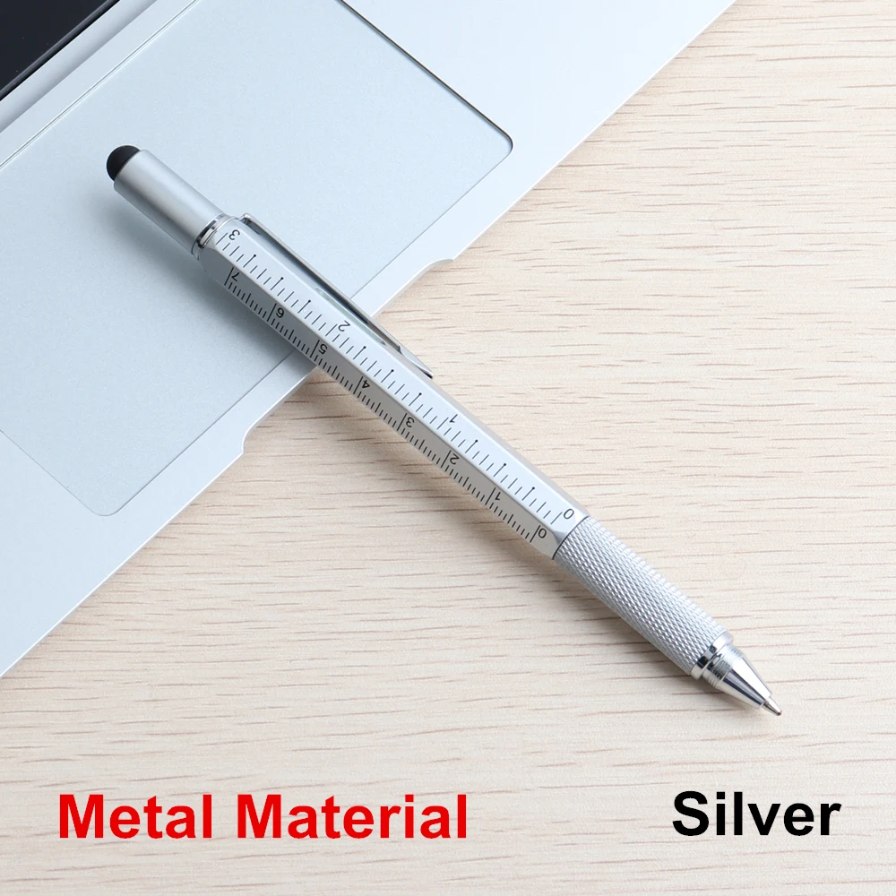 GENKKY Multifunction Pen Full Metal Tool Ballpoint Pens Screwdriver Ruler Spirit Level Multifunction Pens For School Home office