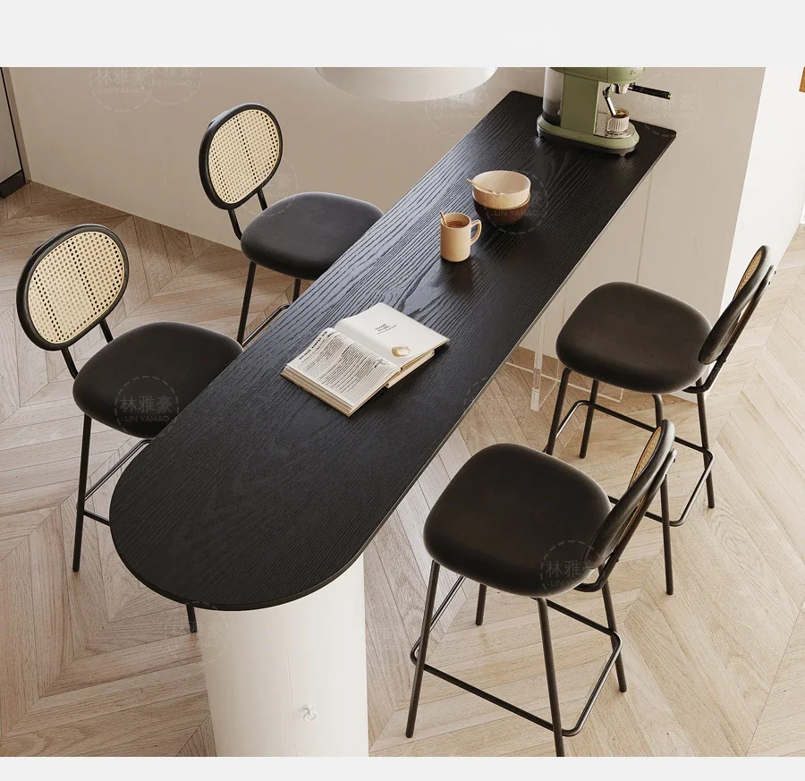 

Ash wood bar table and chairs household sofa side balcony dining room living room partition open kitchen long table high table