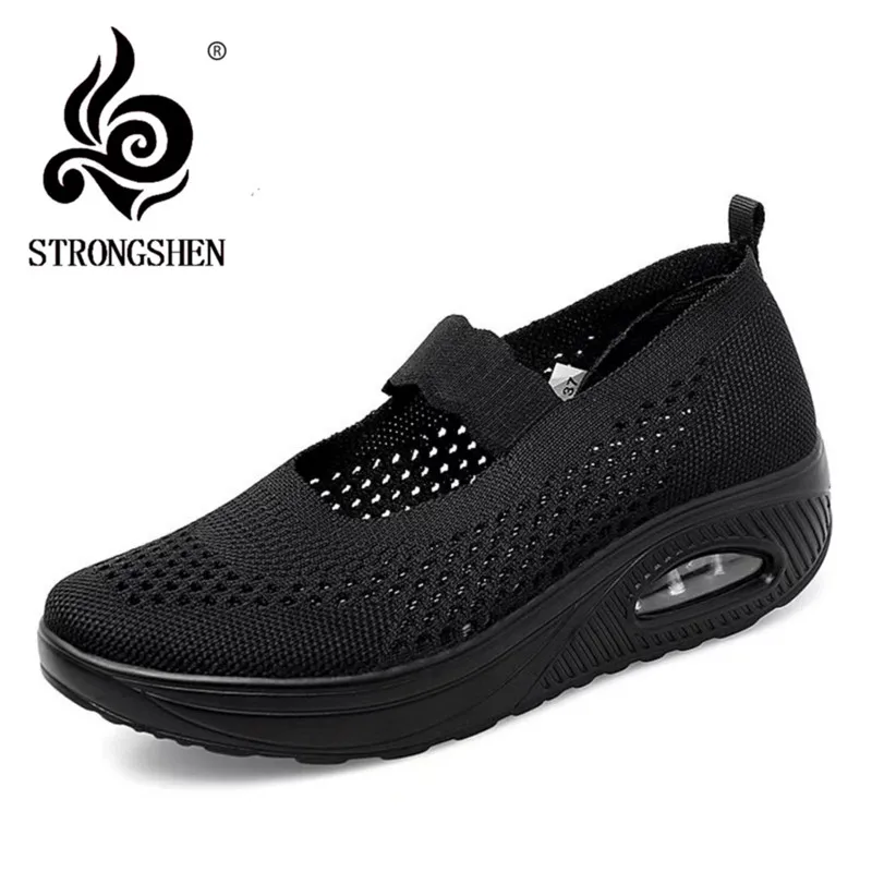 STRONGSHEN  Summer Fashion Women Flat Platform Shoes Woman Breathable Mesh Casual Shoes Moccasin Zapatos Mujer Ladies Boat Shoes