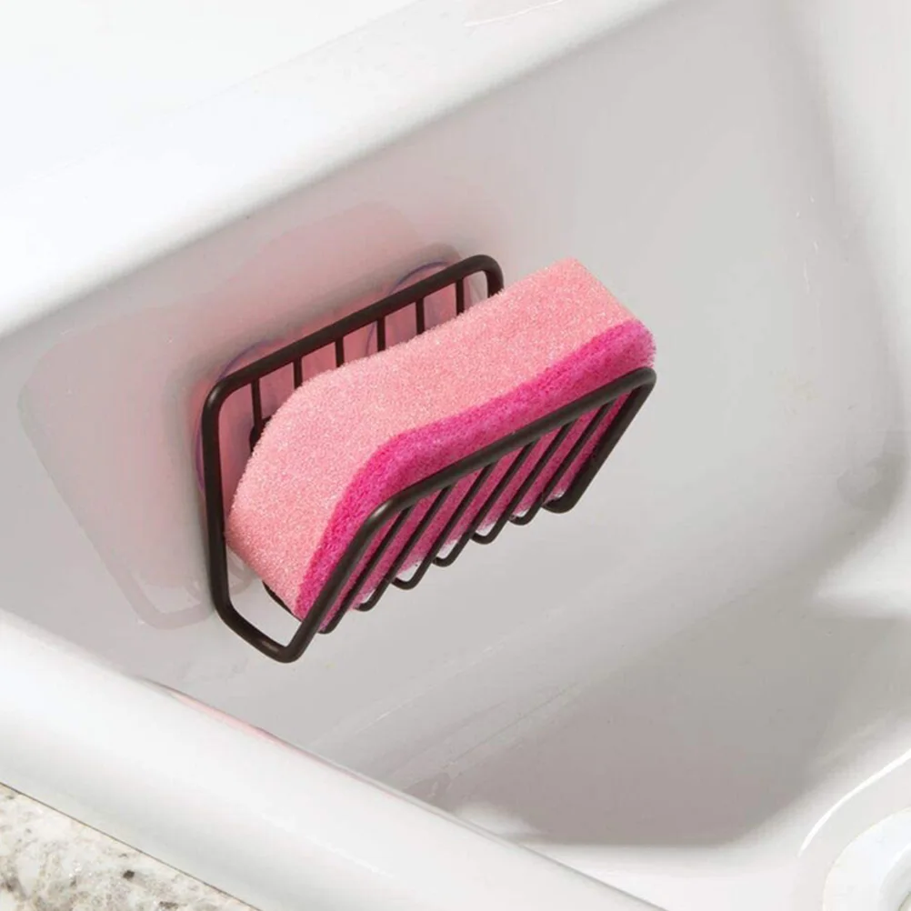 

Sink Organizer Drainer Scrubber Holder Wrought Iron Sponge Brown Stainless Steel for Kitchen