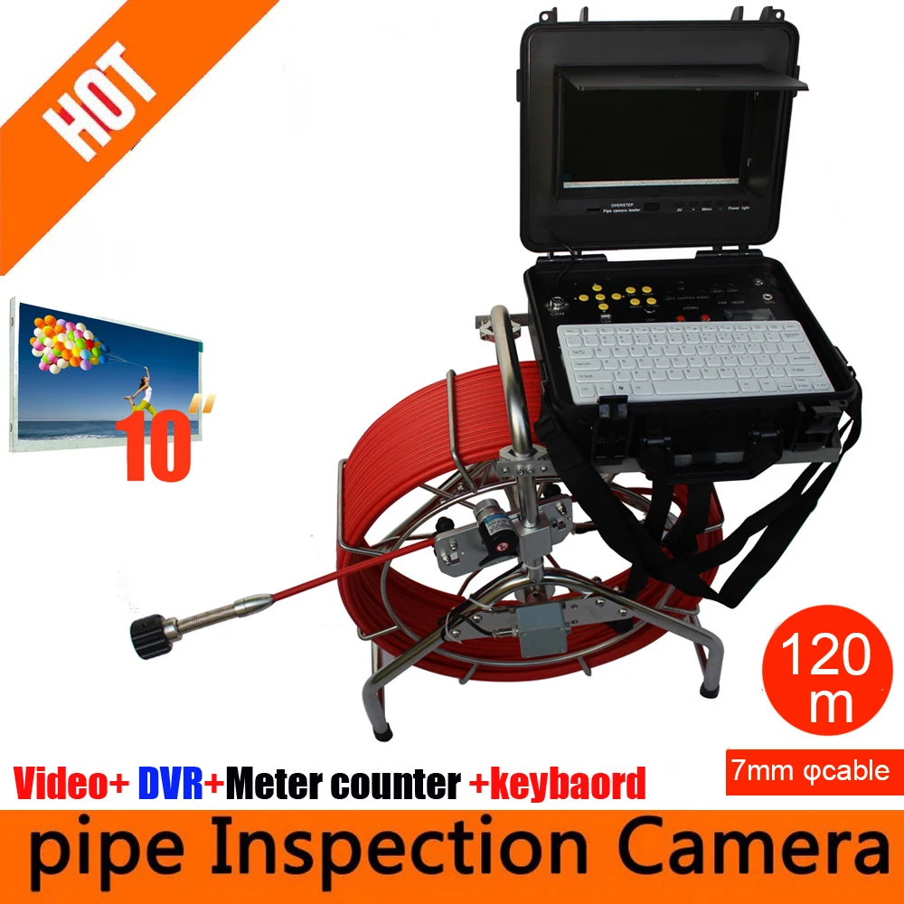 120m 50mm autoself leving 512hz sonda head Sewer Drain camera endoscope inspection camera Sewer Cameras with meter counter