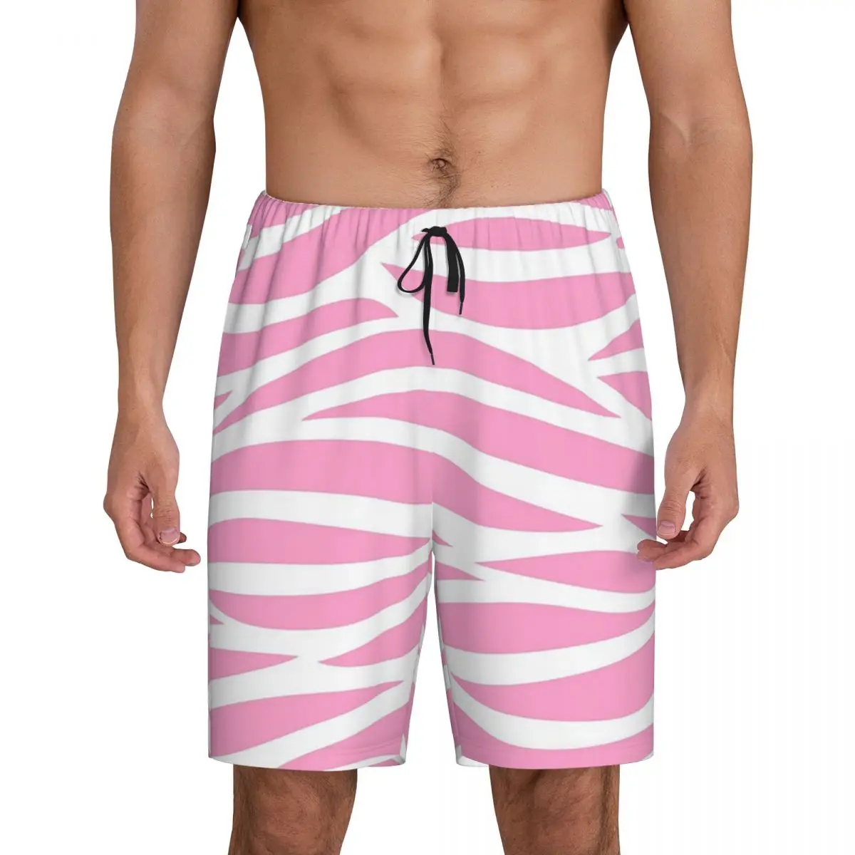 

Custom Zebra Pattern Pink Zebra Stripes Short Pajama Pants Men Sleepwear Sleep Lounge Bottom Shorts Sleeping Pants