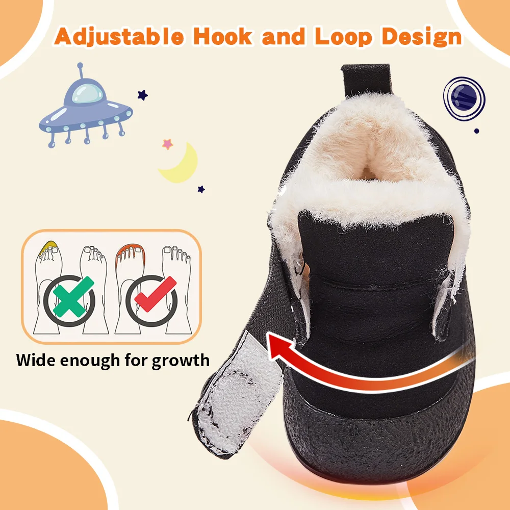 أحذية الثلوج الشتوية للأطفال الصغار من عمر 1-3 سنوات، أحذية خارجية مضادة للانزلاق مع بطانة من الفرو الصناعي القطيفة، خفيفة الوزن ودافئة للأولاد #4
