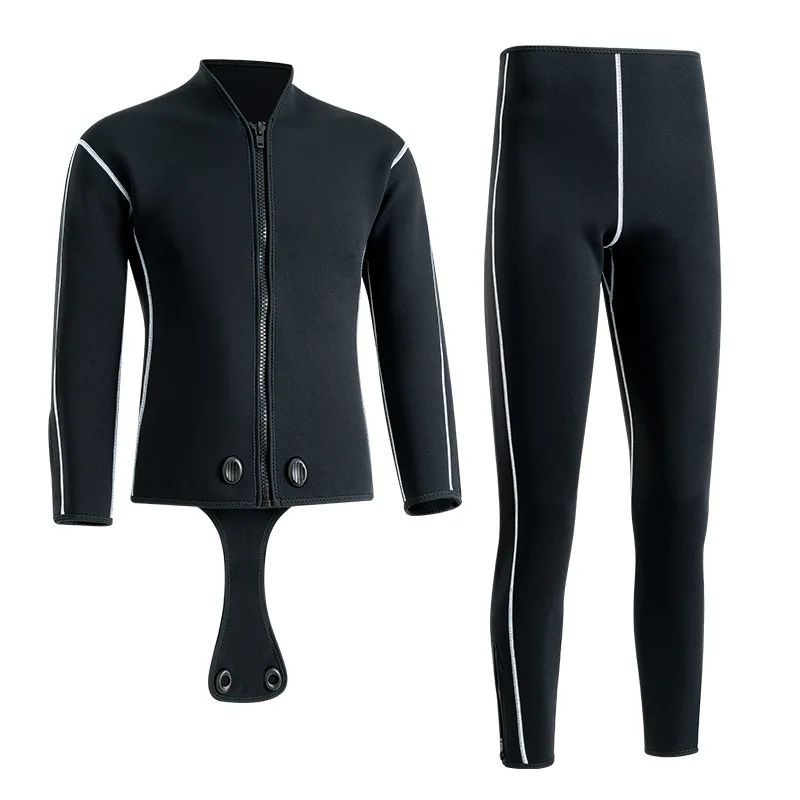 Men Two-piece Wetsuit Neoprene Wet Suits 3mm Full Body Long Sleeves Shirt with Pants Swimsuit for Scuba Diving Surfing Kayaking