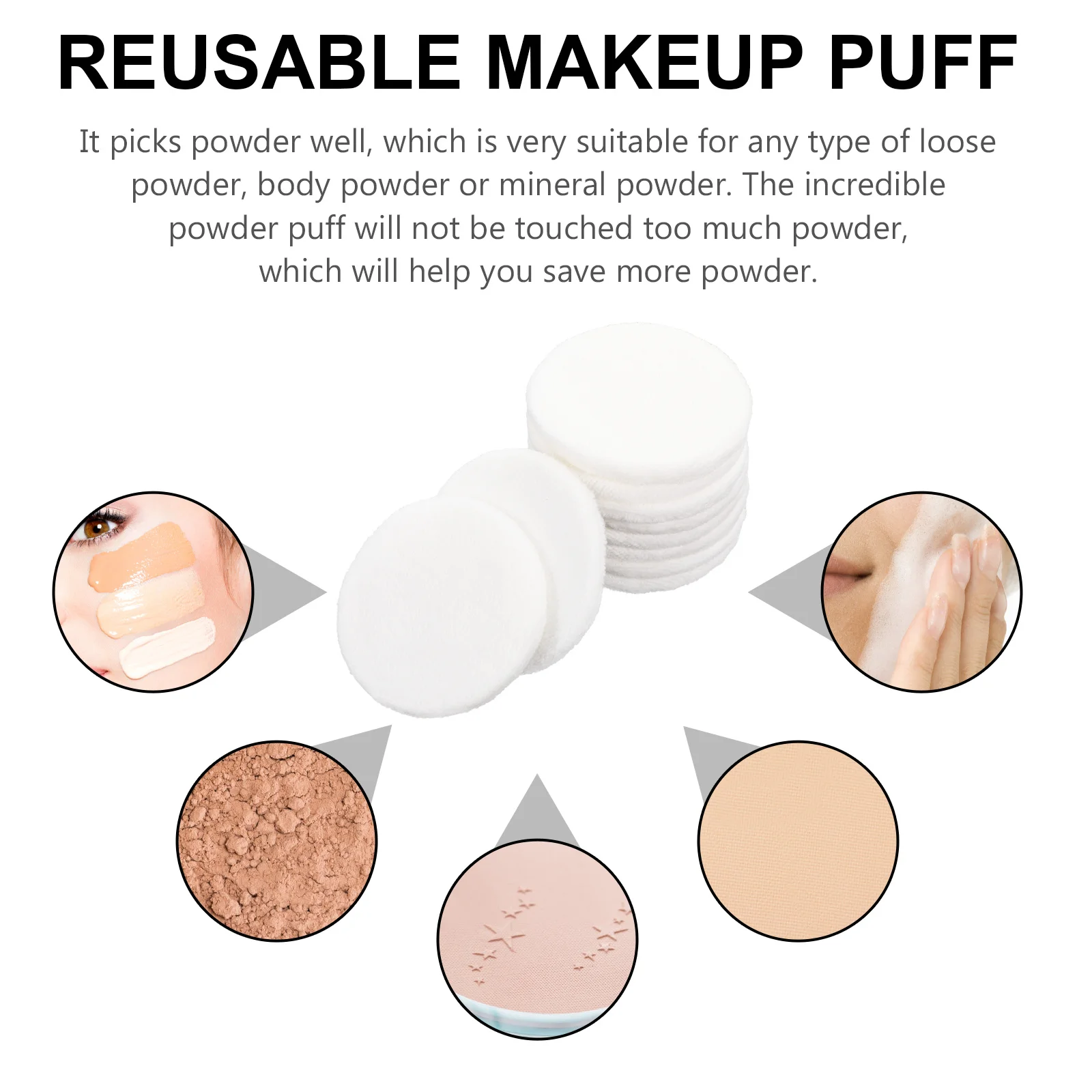 10 個の快適なコットンメイクアップ、フェイスパウダーオイルコントロールと輝くパフメイクアップ用品用