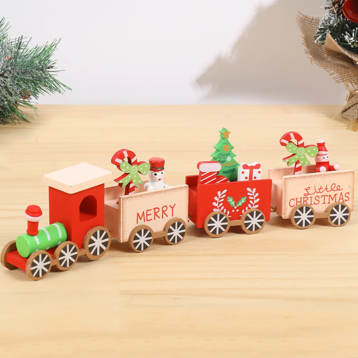 Weihnachts-Holzzug, frohe Weihnachten, Dekoration für Zuhause, 2025, Navidad, Weihnachtsbaumschmuck, Lebkuchenmann-Zug, Neujahr 2026