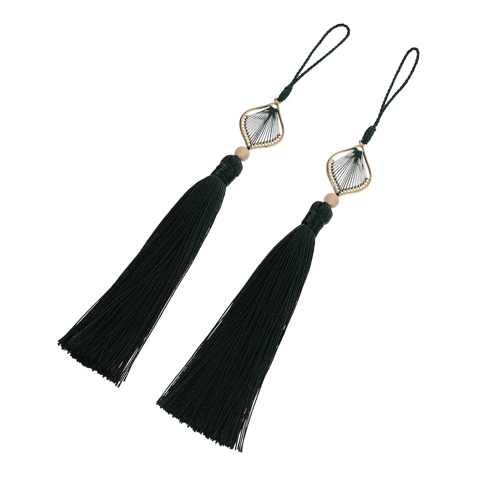 

2pcs Curtain Handle Tassel Decor Green Color Door Handle Hanging Decor Hanging Accessories DIY Craft Making Non-Fading Polyester
