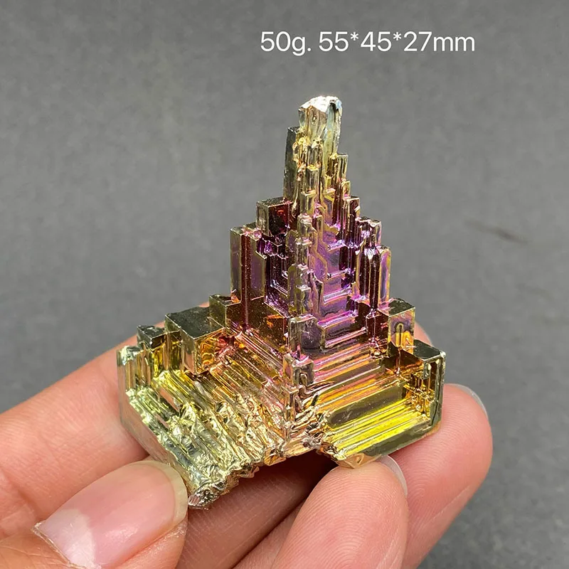 Bismuth ore with colorful radiance  raw stone mineral specimen healing crystal gem collection
