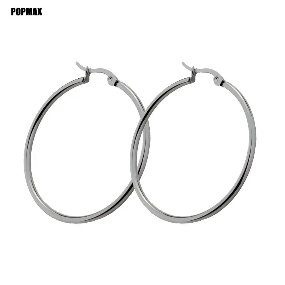 1Pair Stainless Steel Simple Classic Round Circle Hoop Earrings For Women Men Punk Smooth Big or Small Huggie Earring Pendientes