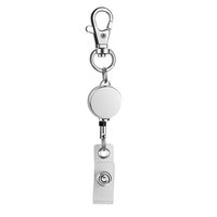 Metal Retractable Pull Badge Reel Zinc Alloy ID Lanyard Name Tag Card Badge Holder Reels Recoil Belt Key Ring Chain Clips Silver