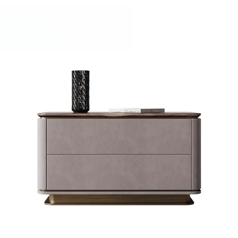 

Solid wood bedside table, villa whole house haute couture light luxury high sense modern simple black walnut bedside table, lo