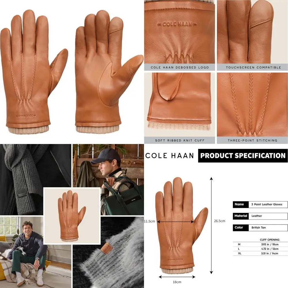 

Men's Premium Leather Gloves with Touchscreen Compatible Thumb and Index Finger for Enhanced Smartphone Use