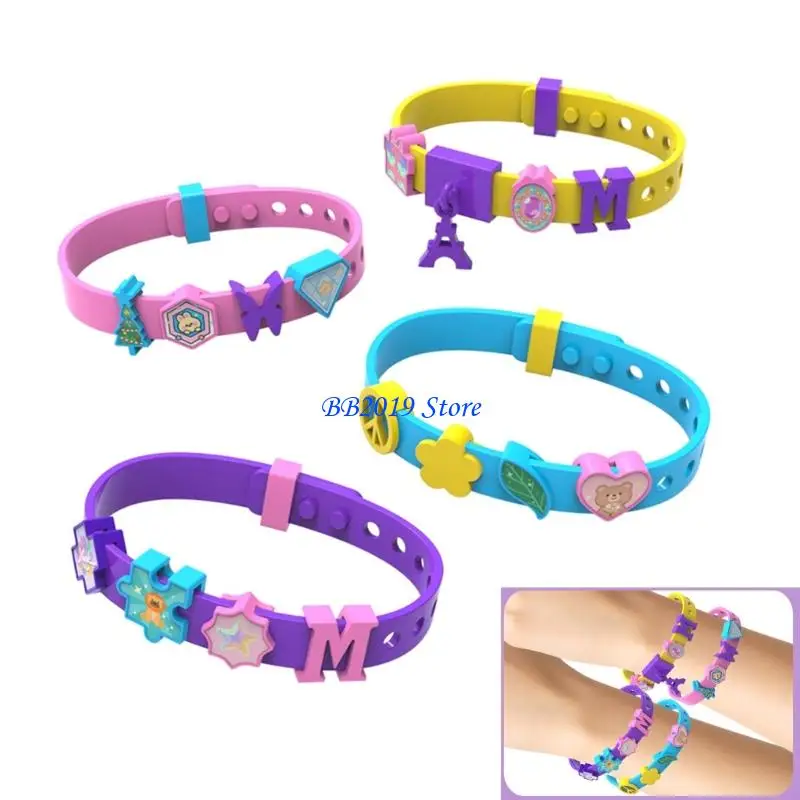 Q0KB Dziewczęcy zestaw biżuterii z koralików dla dzieci w wieku 5-12 lat Kreatywna sztuka i rzemiosło Prezent urodzinowy