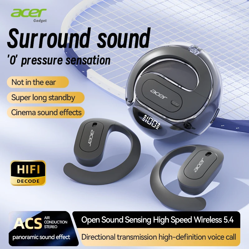 

Беспроводная Bluetooth-гарнитура Acer Ohr538 с открытым дизайном, тяжелыми басами, удобная в ношении, подходит для занятий спортом, бегом, ездой на велосипеде, совместимая с мобильными телефонами, планшетами и ноутбуками