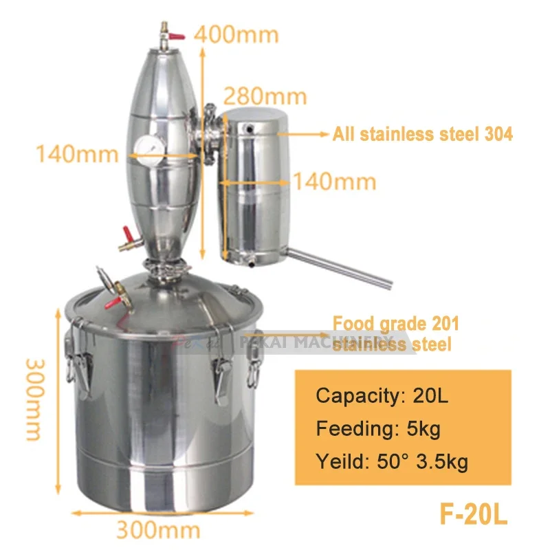 20/30/50/70L/100L Alcohol Distiller for small wine making machine for home distilled alcohol watermelon moonshine stanley cup