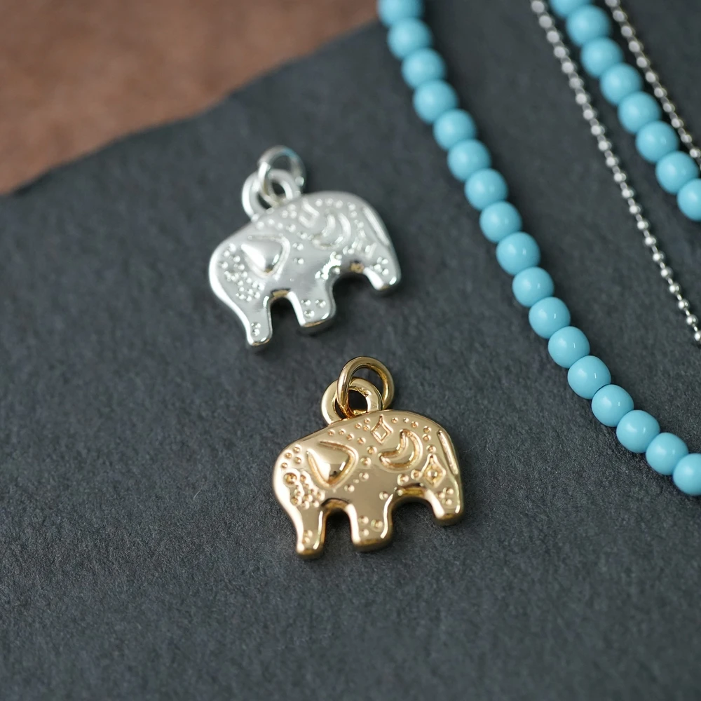 6PCS Gold Plated Brass Retro Ethnic Pattern Totem Animal Pendant Jewelry DIY Handmade Material Accessories Making Supplies view 4