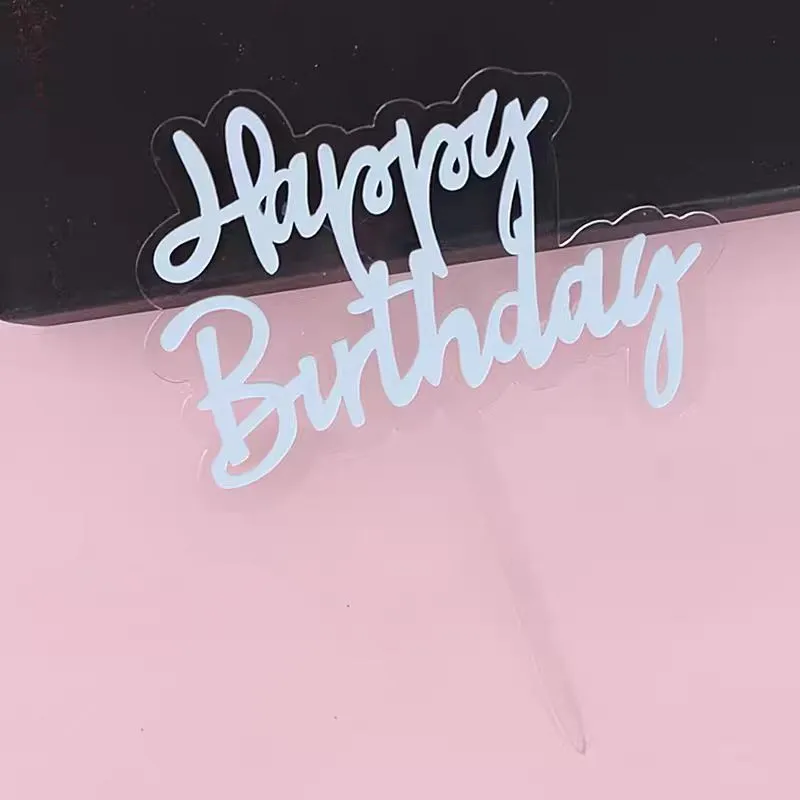 Kreative doppelschichtige alles Gute zum Geburtstag Acryl Geburtstag Kuchen Dekoration Karten für Jungen und Mädchen Geburtstag Party Backen Plugin – Detail 5