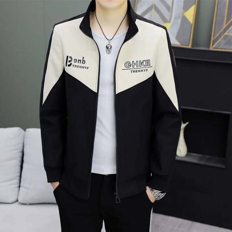 

Мужская повседневная тонкая куртка на весну-осень, новая модель в корейском стиле, универсальная молодежная верхняя одежда, приталенный крой, полиэстер