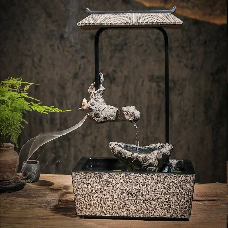 

Creative Flowing Water Ornaments Circulating Water Humidifier Fountain Waterscape Backflow Incense Living Room Entrance Office