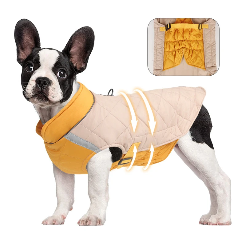 Winter Hund Kleidung Wasserdichte Hund Weste Jacke Für Kleine Große Hunde Warme Haustier Hunde Mantel Gepolsterte Kleidung Französisch Bulldog Outfits – Detail 1