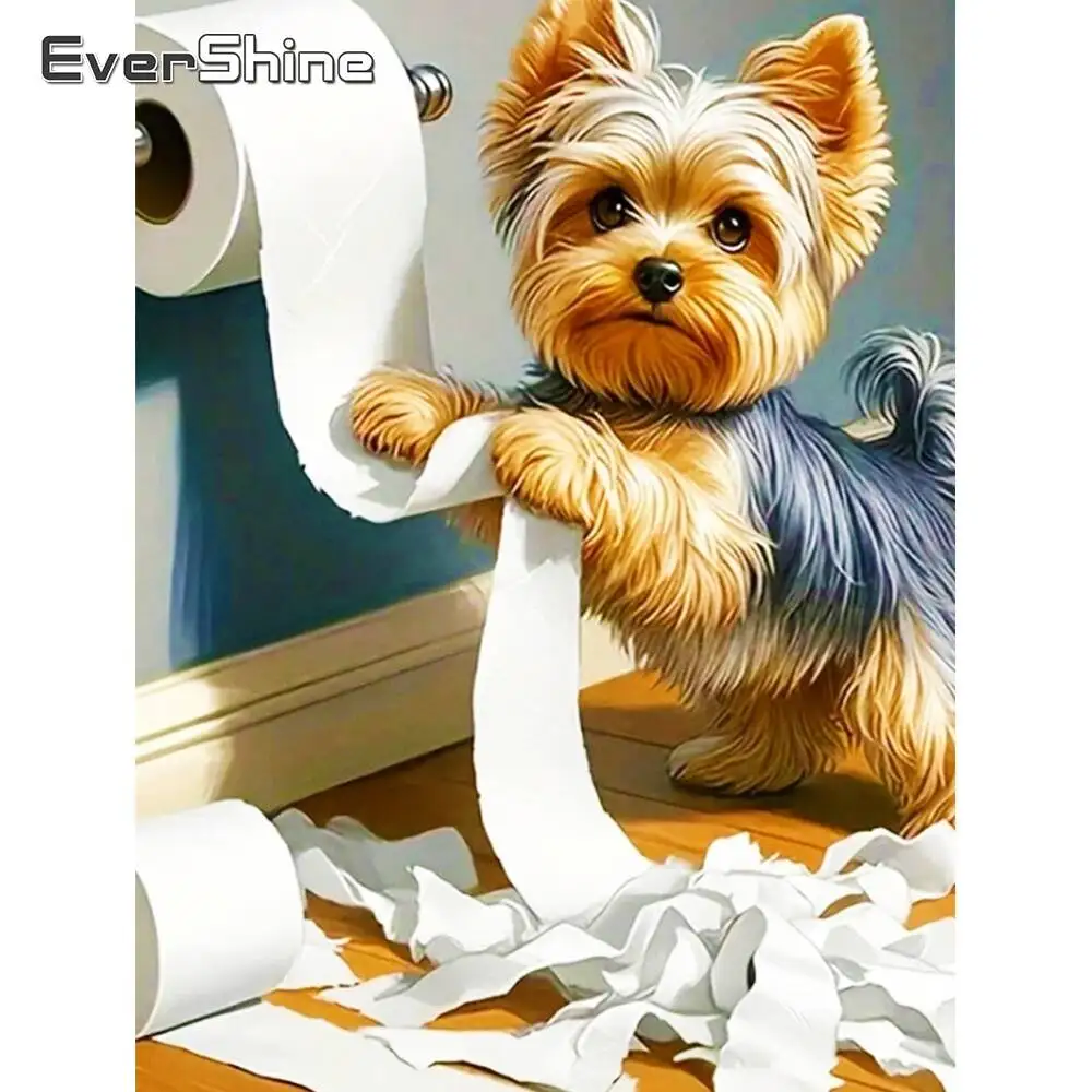 Evershine Hund Diamant Stickerei Tier Malerei Cartoon Bild von Strass Diamant Malerei Toilettenpapier Handgemachtes Geschenk