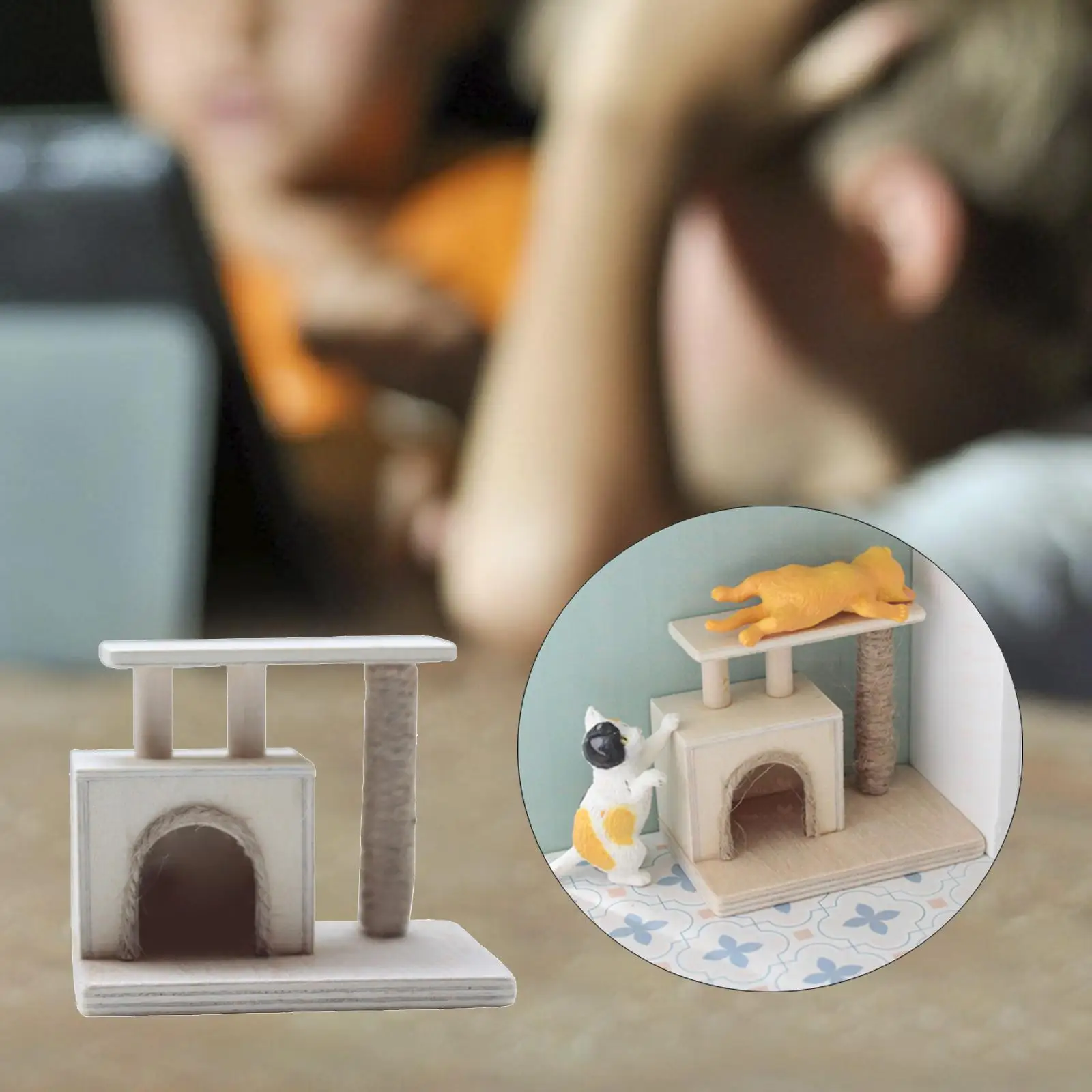 인형의 집 고양이 등반 인형 플레이 세트 미니 1:12 장식용