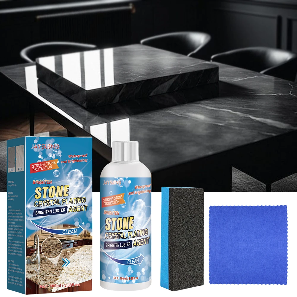 1-5Sets Stone Crystal Plating Agent with Sponge Towel 100ML Stone Crystal Plating Brighten Luster Agent Stone Polishing Coating